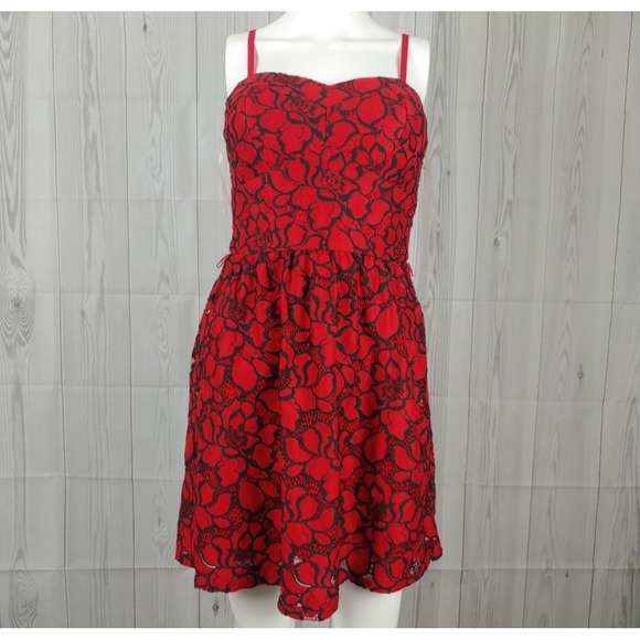 Lily Rose Dresses & Skirts - NWTS! Red & Black Floral Lily Rose Dress Size Small Missing Belt